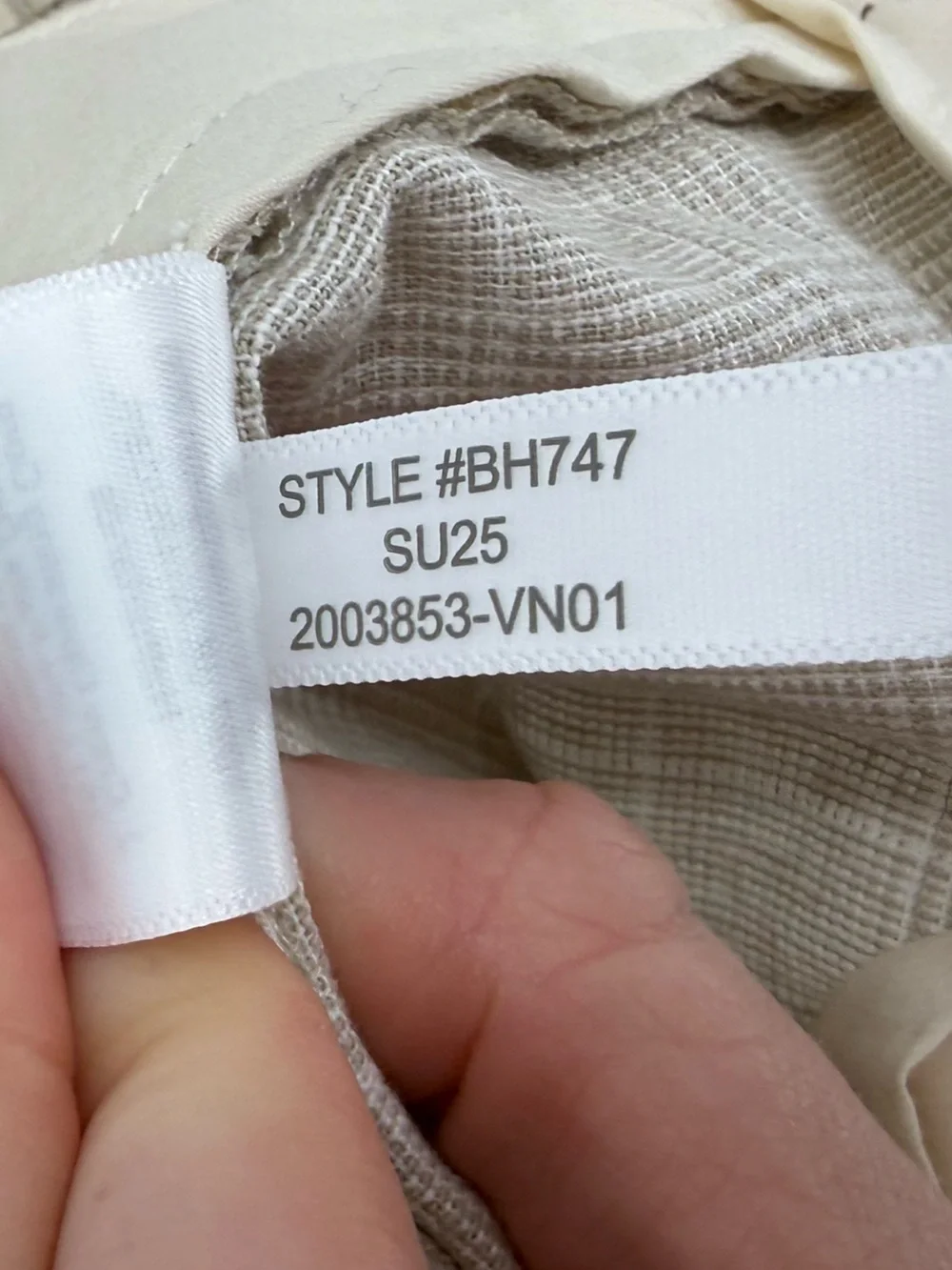 J.Crew Straight Fit Linen Cotton Pant | Natural White Glen Plaid | 34x30